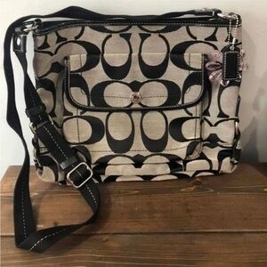 Coach Signature Black and Gray Crossbody Bag